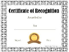 certificate of recognition