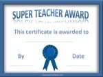 Teacher of the year certificate