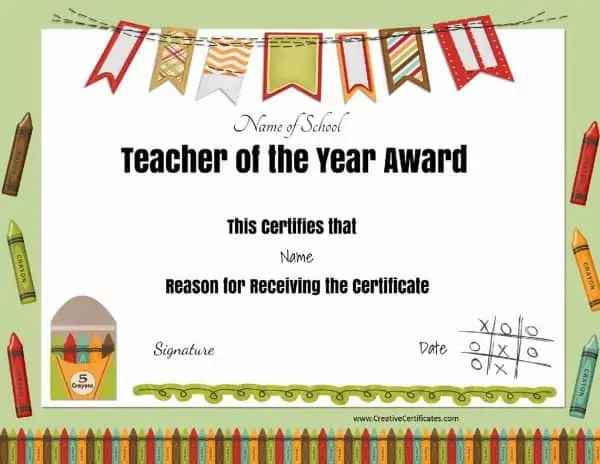 Teacher of the year award