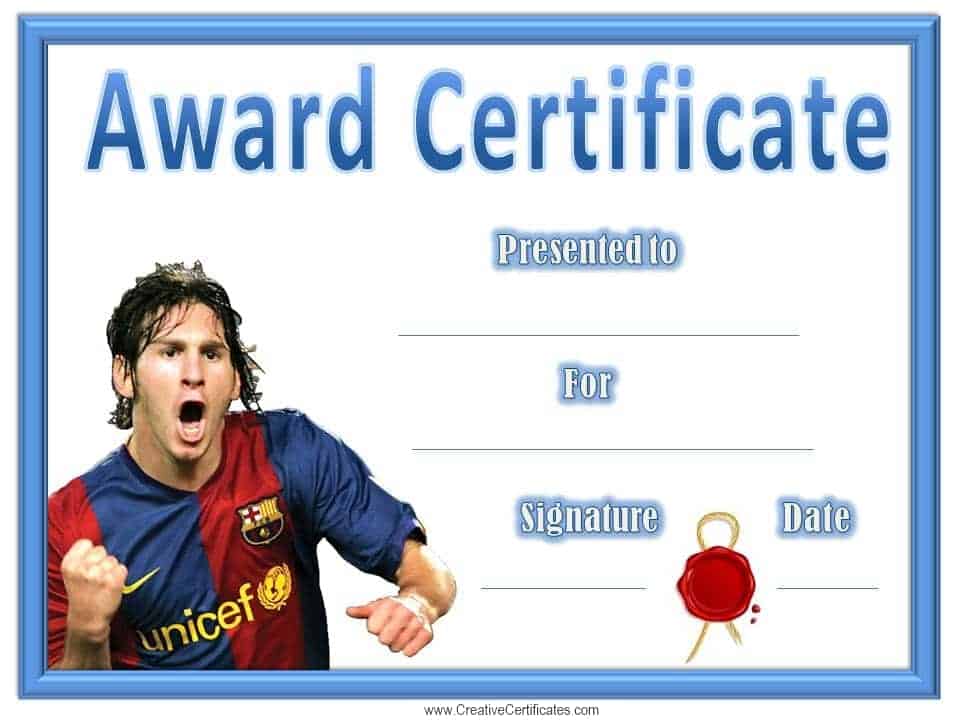 soccer awards certificates
