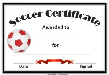 soccer award certificate