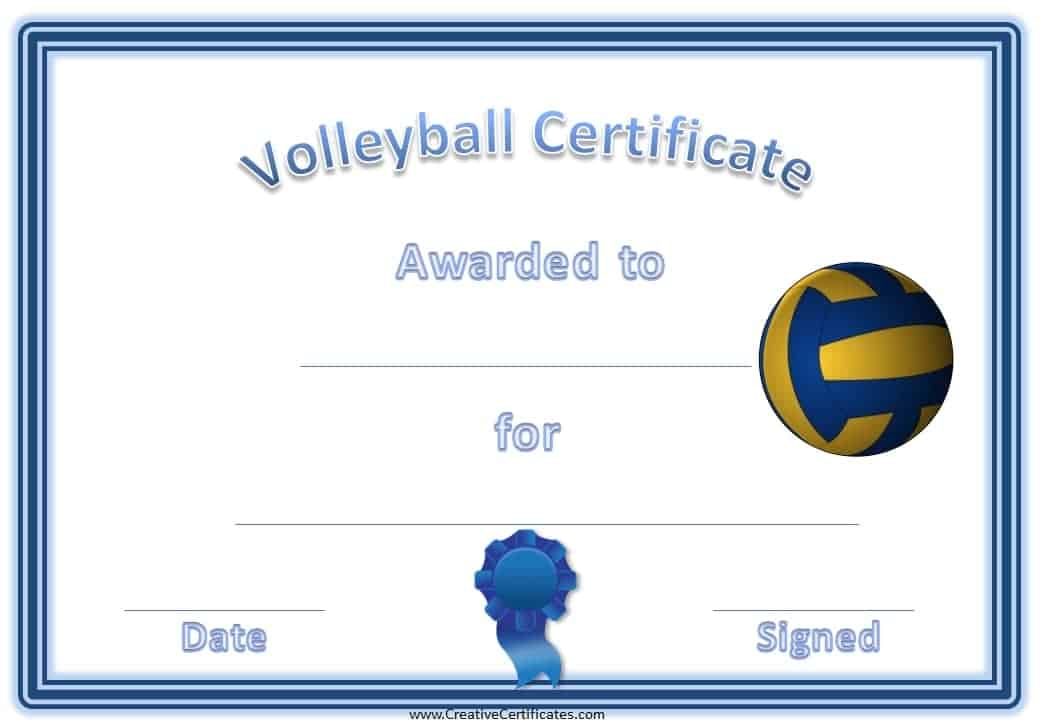 Free Volleyball Certificate Templates Customize Online