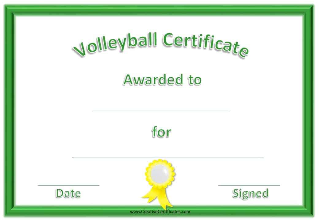 volleyball award certificates