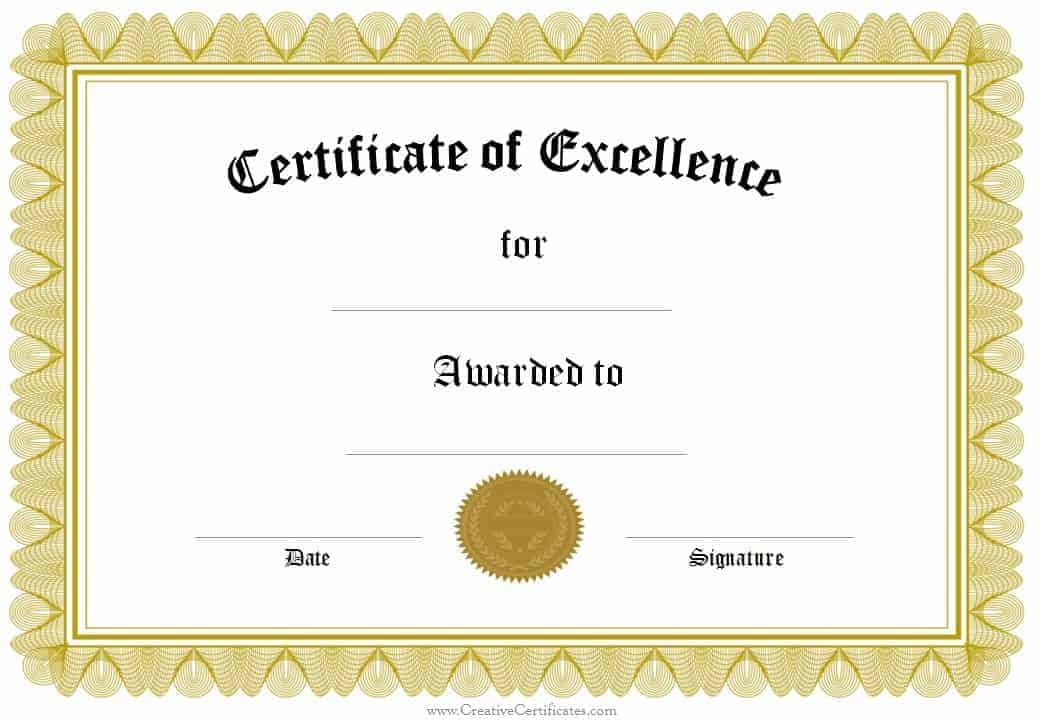 Is there a free online template for a certificate of achievement?