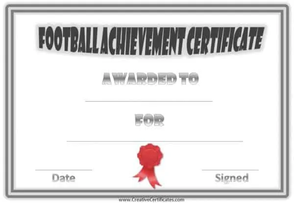 Sports certificates that can be customized. This one has a grey double border and a red ribbon.