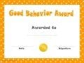 Good Behavior Award Certificates
