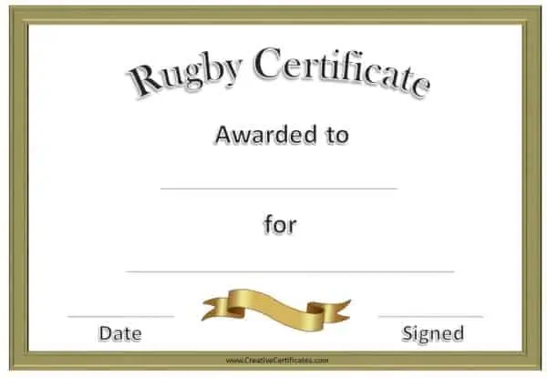 Rugby Certificate