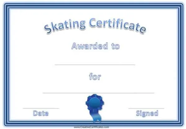 Skating Award Certificate
