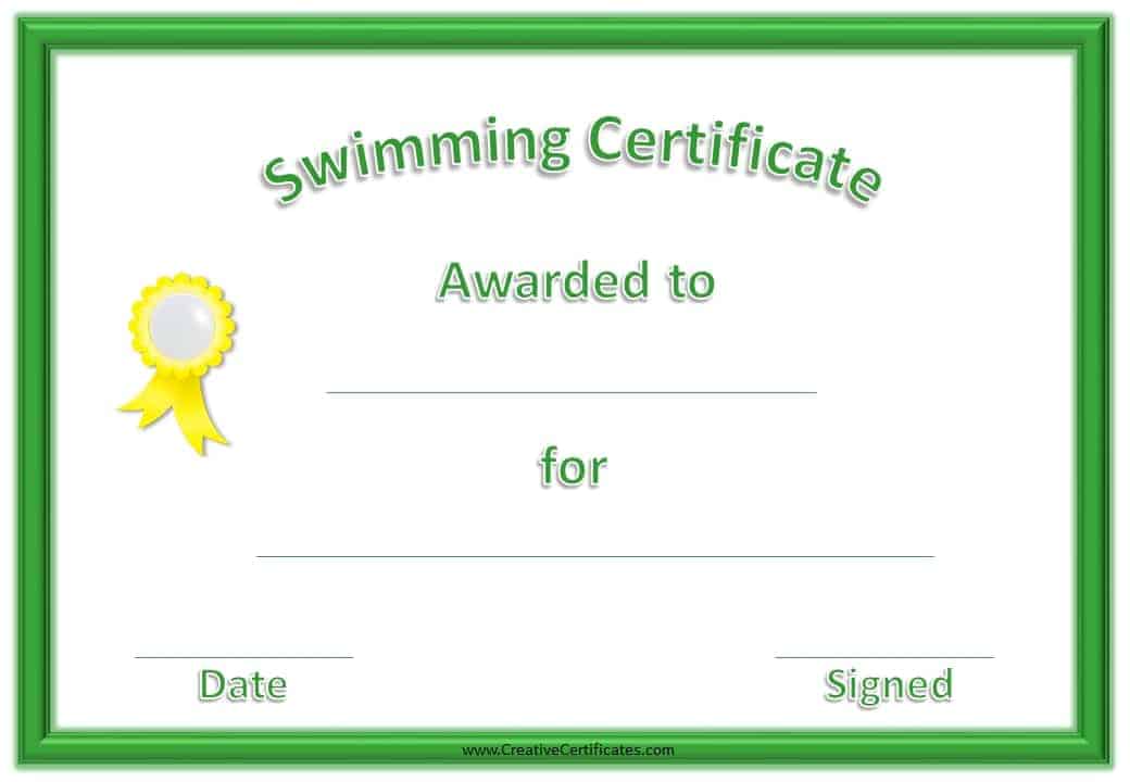 Free Swimming Certificates