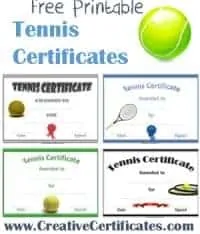 tennis certificate template free