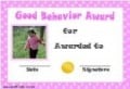 Good behavior award certificate
