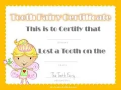 Tooth fairy letter to certify that child lost a tooth