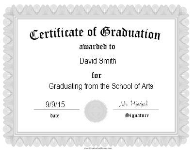 Certificate of graduation certificate template