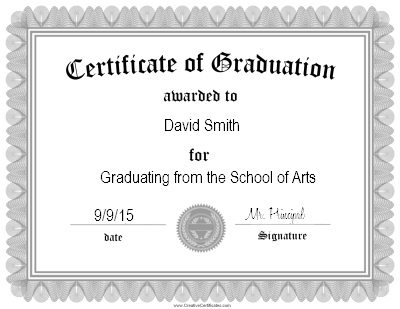 Certificate of graduation certificate