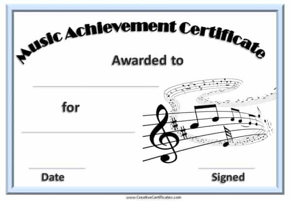 music certificate template