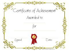 certificate of achievement sample