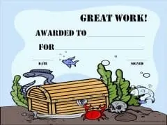Great work award certificate