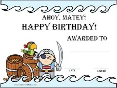 Happy birthday certificate