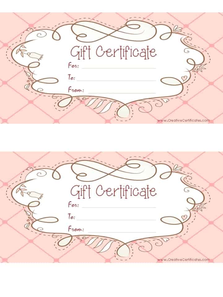 Free Gift Certificate Template customizable 