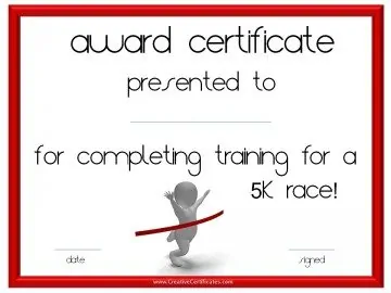 5 k race certificate