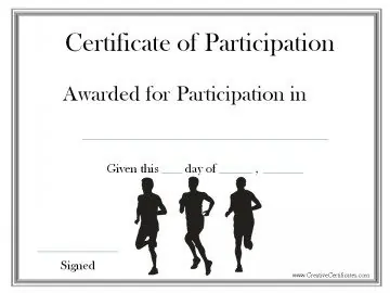 certificate of participation in running event