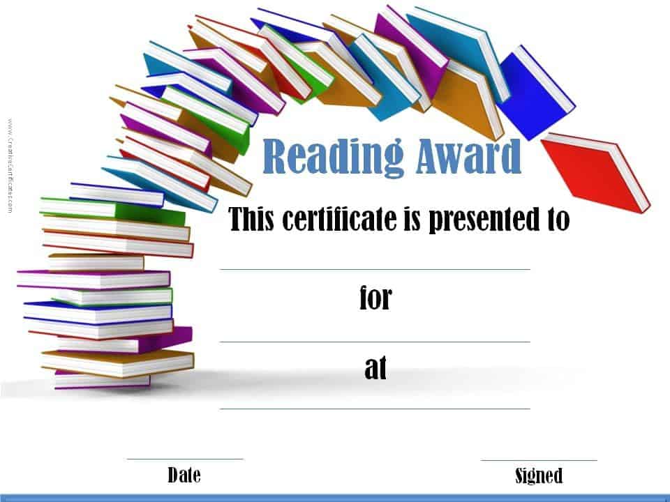 Reading Awards And Certificate Templates Free Customizable