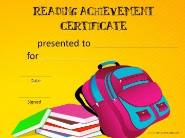 Reading achievement certificate