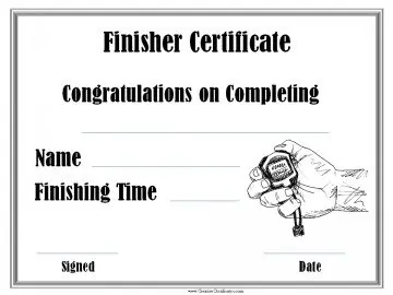 running finisher certificate