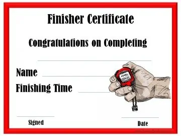 running event finisher certificate