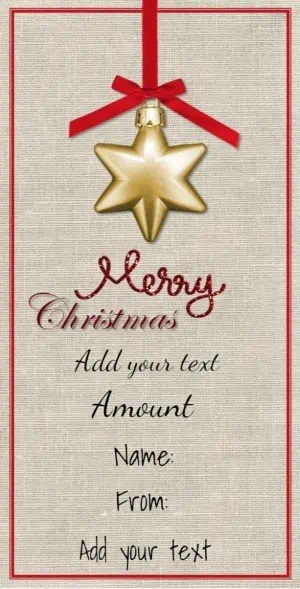Hanging star on Christmas card