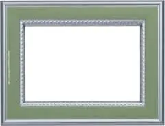 Picture frame border in silver and light green
