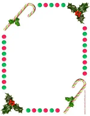 Free border with holly and candy sticks