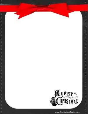 Chalkboard border with a red ribbon that reads "Merry Christmas"