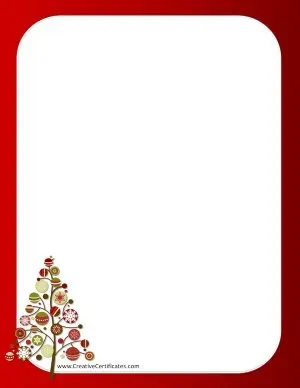 Red border with a Christmas tree and a red page border