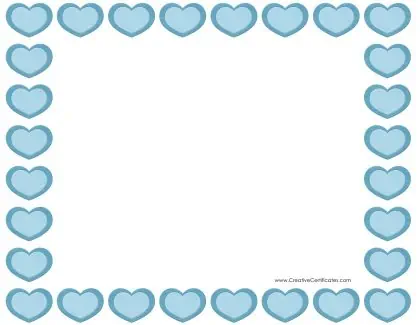 heart border with blue hearts