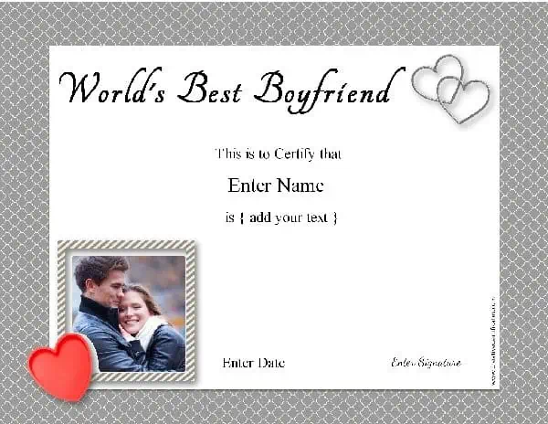best boyfriend award certificate
