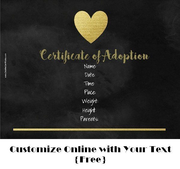 chalkboard adoption certificate template (text can be customized)