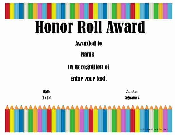 Honor Roll Certificate Templates