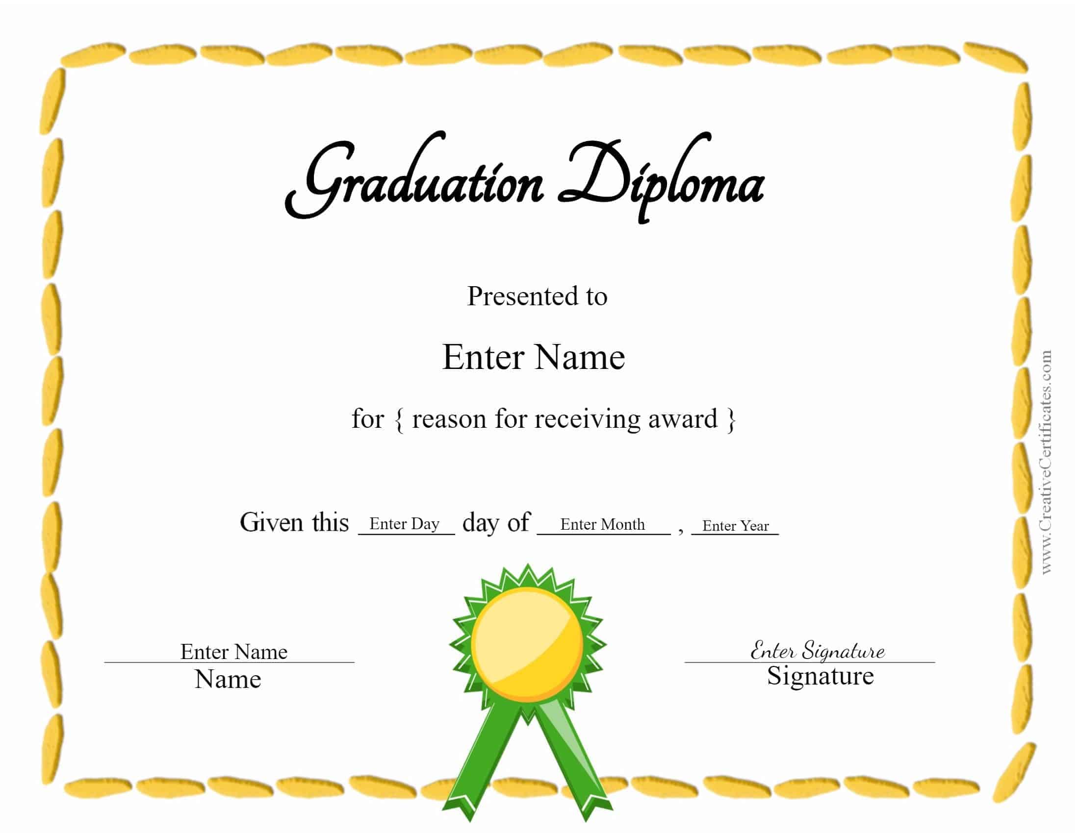 Free Printable Graduation Diploma Templates