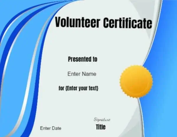 volunteer certificate templates