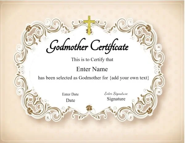 Godmother certificate