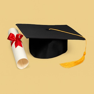 graduation cap and scroll