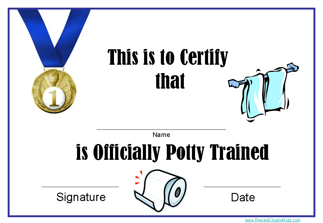 Free Printable Potty Training Award Certificates Instant Download