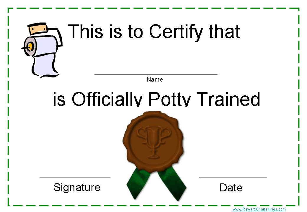 Potty Training Certificate Printable