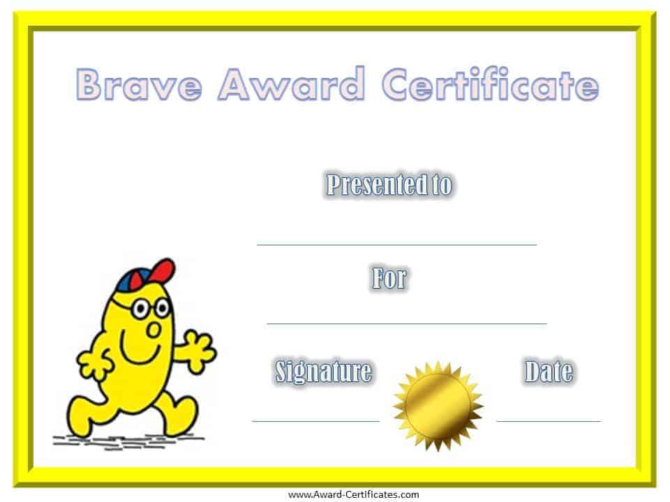 Free Printable Bravery Certificate Template