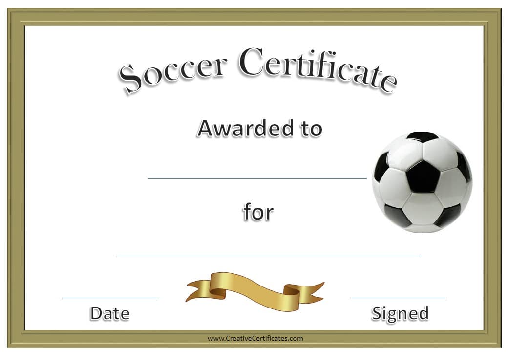 Free Editable Soccer Certificates Customize Online Instant Download