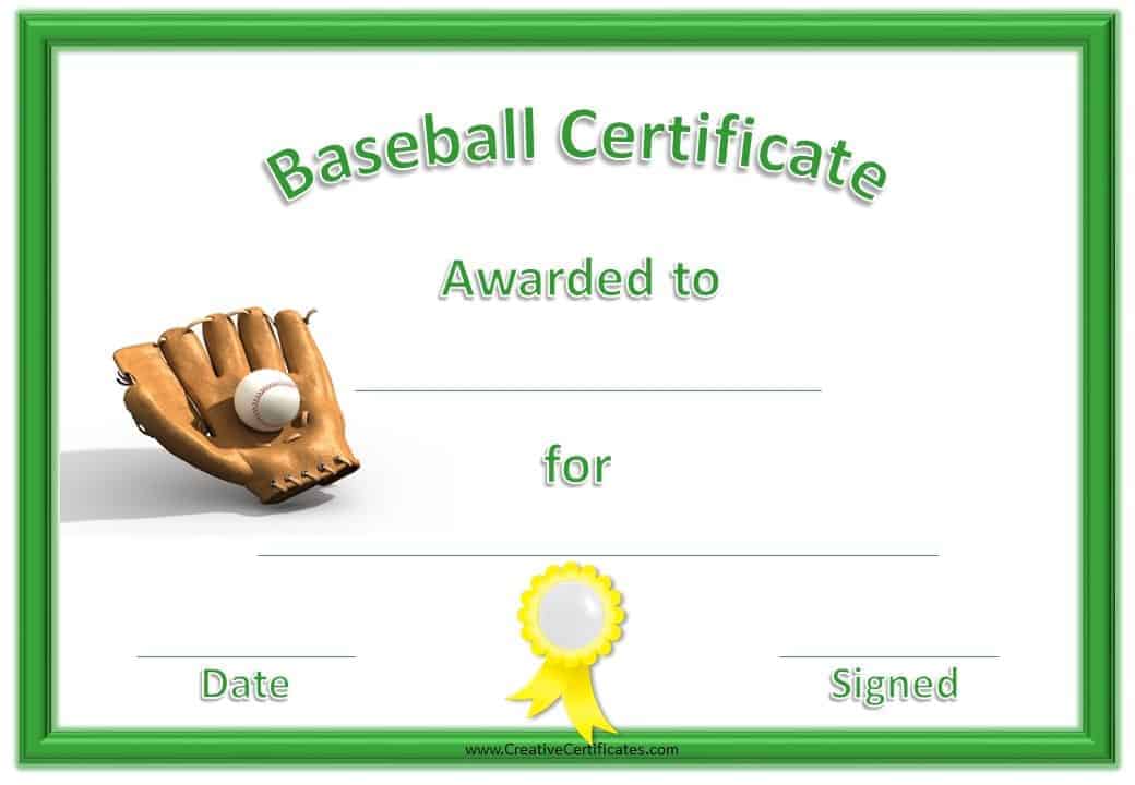 Printable Baseball Certificate Template