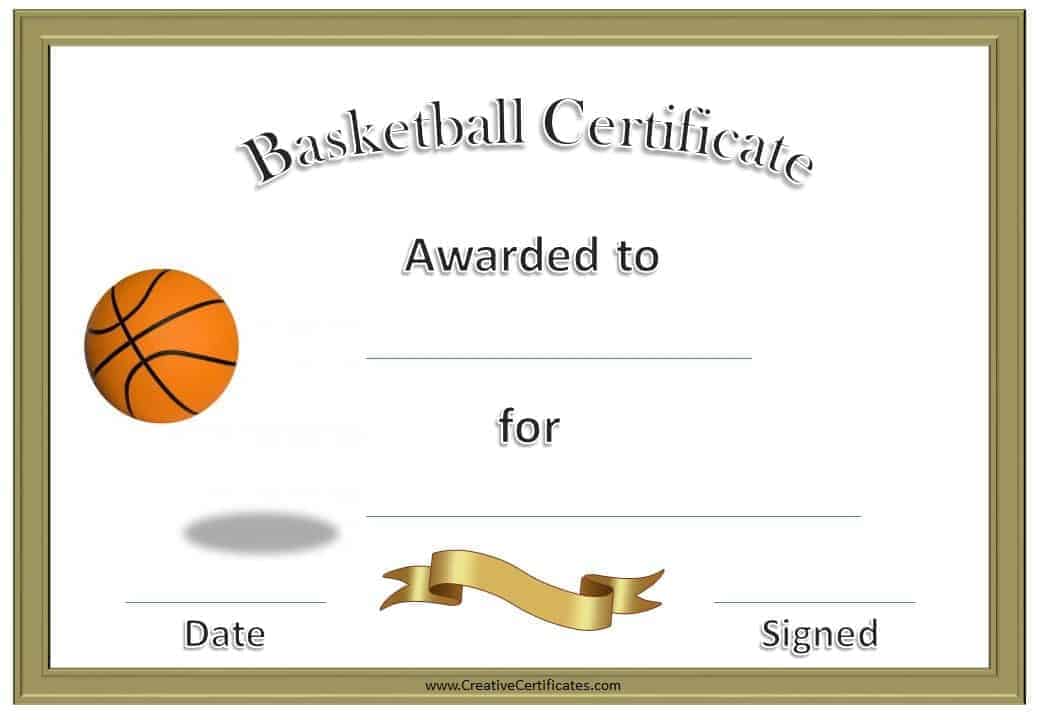 Printable Free Customizable Basketball Certificates Printable Word 