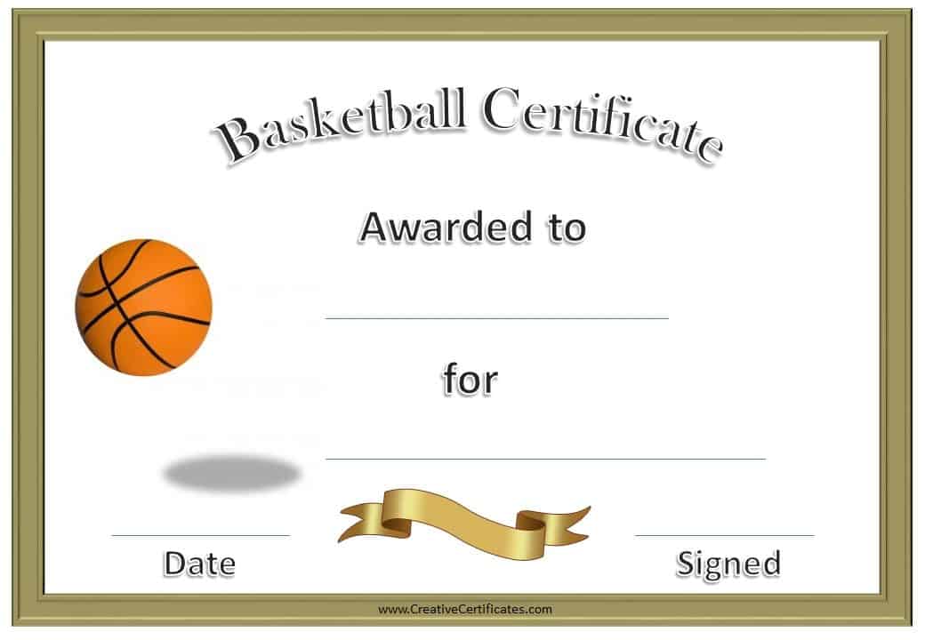 Printable Free Customizable Basketball Certificates Printable Word 