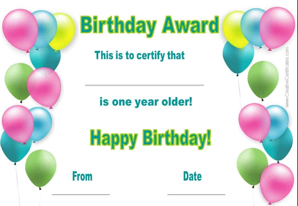 Free Happy Birthday Certificate Template - Customize Online